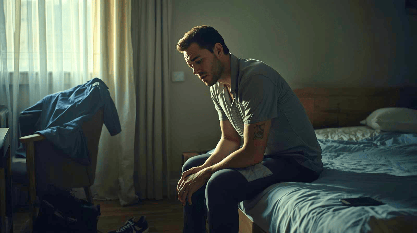 Man looking tired in morning